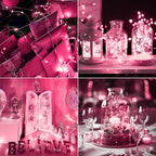 kolpop 12 Pack LED Fairy Lights Battery Operated, Mini Twinkle String Lights Battery Powered Waterproof for Christmas Mason Jars Party,Pink