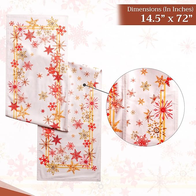 Maison d' Hermine Table Runner 100% Cotton Double Layer Table Runners 72 inches Long for Thanksgiving Christmas Decorations Home Kitchen Dining Party Wedding (Crystal Star, 14.5" x 72")