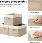 GRANNY SAYS Closet Storage Bins, Fabric Storage Baskets, Large, Khaki & Ivory, 3-Pack