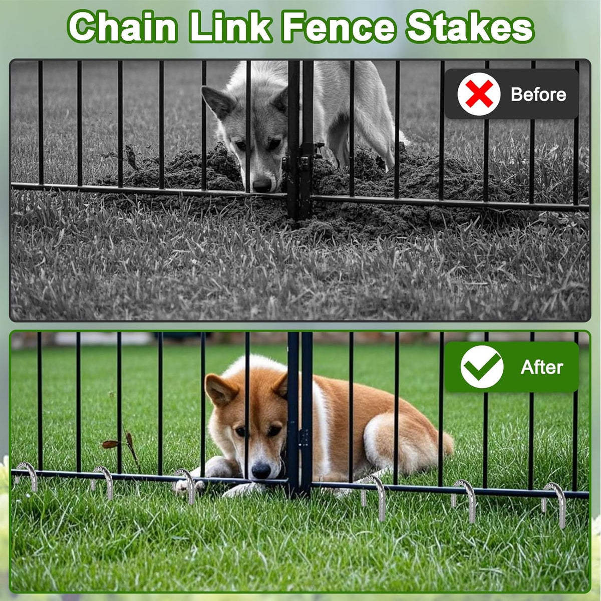 VVOKGO Rebar-Stakes-12-Inch J Hook Galvanized Tent Stakes Heavy Duty, 20-Pack Ground Chain Link Fence Anchors with Chisel Point End for Bounce House, Camping Tents, Outdoor Inflatables Decorations