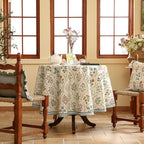 ISAENNE Designer Small Round Tablecloth,Western Linen Colorful Floral Indoor Table Cloth,Wrinkle Resistant Decor Tablecloths for Dining Thanksgiving Kitchen Christmas,Diameter 55"-Serenity B