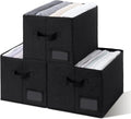GRANNY SAYS Storage Bins, Storage Baskets for Shelves, Fabric Storage Bin for Clothes, Closet Organization Bin, Collapsible Storage Bins with Handles, Decorative Storage Box, Black, Jumbo, 3-Pack