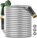 200Ft Metal Garden Hose durable stainless steel Water Hose, flexible, lightweight hose is resistant to kinks and tangles.With 10-way nozzle, strong 3/4” metal fittings, and a Stop Valve.