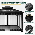OLILAWN Gazebo Universal Replacement Mosquito Netting, 12' x 16' Outdoor Canopy Net Screen 4-Panel Sidewall Curtain, with Zippers, Easy to Install, Fit for Most Gazebo 12x16 Canopy, Black