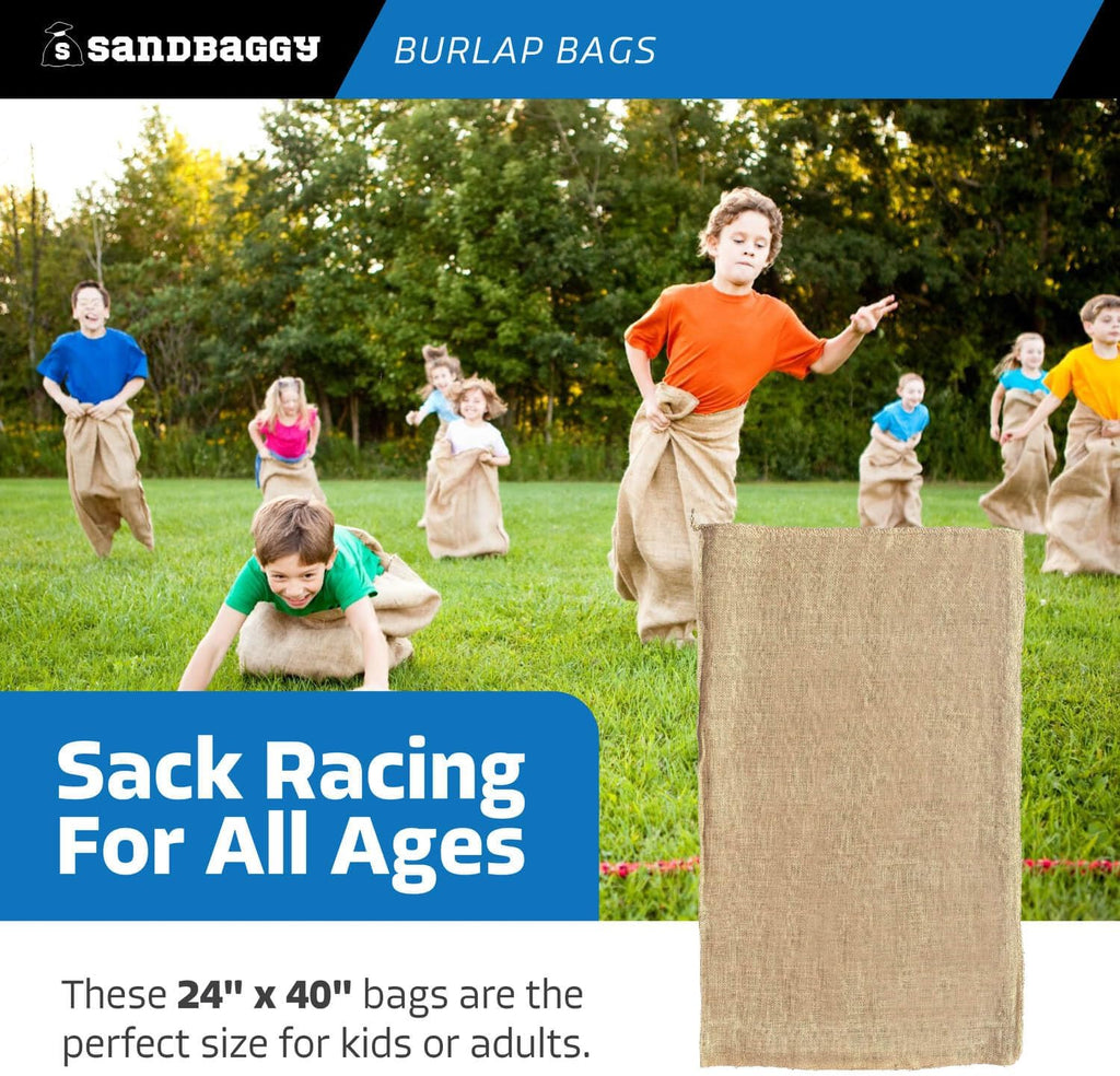 Sandbaggy Burlap Bags Large 24" x 40" - Potato Sack Race Bags for Kids & Adults | Perfect Birthday Party Game | Shrub & Plant Frost Protection - Food Grade (Pack of 1)
