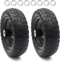 AR-PRO (2-Pack) 10" Flat Free Solid Tire and Wheel - with 5/8" Axle Bore Hole, 2.1" Offset Hub for 10 Inch Wheelbarrow Wheels - Compatible with Garden Cart,Trolleys,Hand Trucks and Yard Trailers