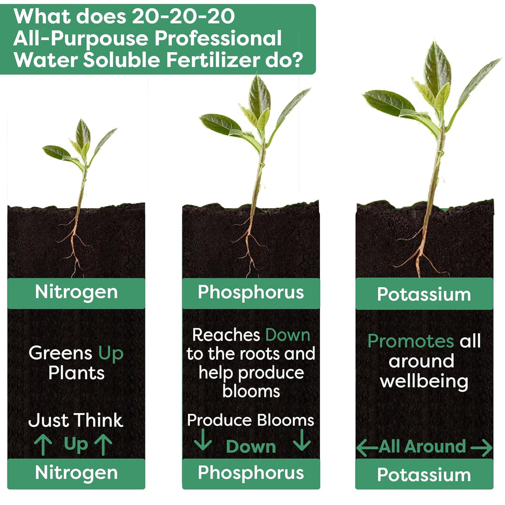 20-20-20 Water-Soluble Fertilizer – Powder for Liquid Plant Food for Indoor & Outdoor Plants, Orchids, Vegetables, Lawns, Flowers – 20 20 20 Fertilizer (10 QUARTS)