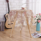 Round Embroidered Lace Tablecloth Vintage Decorative Exquisite Border Table Cover for Party Wedding Home Decorations, Round-70 inch, Red