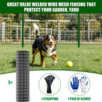 48 in x 25 ft Welded Wire Mesh Fence, 2 in × 3 in 15GA Black PVC Coated Garden Fencing Roll, Dog Barrier for Vegetable Yard, Poultry Netting,Heavy-Duty Border Fencing
