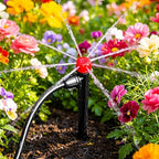 20 Pieces Drip Irrigation Emitters, Adjustable 360 Degree Drip Stream Emitters on 5" with Stake for 1/4" Drip Irrigation Tubing Irrigation 8 Hole Stream Drippers for Garden Watering System