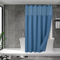 N&Y HOME Waffle Weave Shower Curtain with Snap-in Fabric Liner & Hooks Set - Hotel Style, Water-Repellent & Washable, Heavyweight Fabric & Mesh Top Window - 71x72, Moonlight Blue