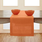 Solino Home Linen Pumpkin Table Runner 120 Inches Long - 100% Pure Linen Hemstitch 14 x 120 Inch Table Runner for Dining, Fall, Autumn, Halloween, Thanksgiving, Holiday - Classic Hemstitch