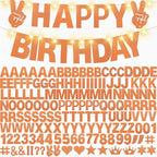 167Pcs DIY Glitter Customizable Banner Kit Custom Banners DIY Happy Birthday Letter Banners Personalized Banner Decor for Easter Day Christmas Baby Shower Birthday Party Decorations(Glitter Orange)