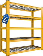 REIBII 72''H Garage Shelving 3010 LBS Storage Shelves Adjustable Metal Shelving 5 Tier Metal Shelves for Storage Industrial Shelf for Pantry Kitchen Basement 72" HX35.5 WX16 D
