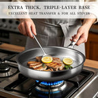Stainless Steel Cookware Set - VONIKI Tri-ply Stainless Pots And Pans Set with Steamer Basket, Non Toxic Induction Cookware, Kitchen Cookware Sets PFOA & PTFE Free, Dishwasher and Oven Safe