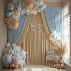 10ft x 15ft Beige Wrinkle Free Backdrop Curtains for Parties,Silky Polyester Fabric Wedding Ceiling Drapes, 2 Panels 15ft Photo Back Drop Drapes for Baby Shower Photography Stage Background Cloth