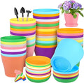 Hahood 36 Pack 5.5 Inch Plastic Plant Pots with Saucers Colorful Flower Plant Container Seed Starting Pots Thickened Seedlings Nursery Pots for Home Garden Indoor Outdoor Flowers, 9 Colors