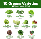 HOME GROWN 11,500+ Heirloom Lettuce Seeds - 10 Varieties Including Romaine, Buttercrunch, Iceberg, Kale & Spinach - Non-GMO USA Seeds for Planting Indoor, Outdoor & Hydroponic Gardens