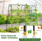 Garden Trellis for Climbing Plants Outdoor, Metal Cucumber Trellis Plant Support for Outdoor Vegetables Fruits Flowers Vines Cucumber Trellis Raised Bed, with Nylon Netting, 63" Hx 63" L, Black