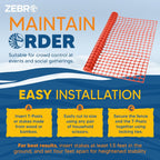 ZEBRO 4' x 100' Orange Plastic Garden Fence Roll – Standard Duty Safety Netting for Snow, Poultry, Deer, Dogs – Reusable Outdoor Barrier for Yard, Landscaping, Animal Protection