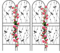 4 Pack Metal Garden Trellis 86.7" Tall Outdoor Climbing Plant Support for Roses, Flowers, Rustproof Durable Black Galvanized Tube, Lawn Garden Fence Decor Screen (4, Black dragonflies-86.7" H)