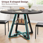 51'' Round Dining Table for 6,Kitchen Dining Room Circle Dinner Pedestal Table,Space Saving Wood Kitchen & Dining Room Furniture (Black, 51In)