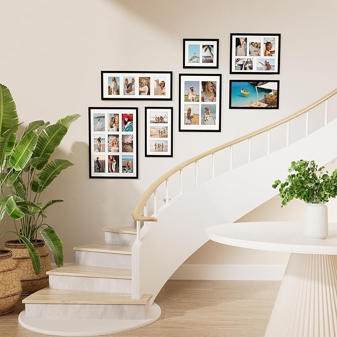Vittanly 14x20 Collage Picture Frame, Displays 9Pcs 4x6 Pictures with Mat, Picture Frames Collage Wall Decor for Horizontal or Vertical Display, Black, 1 Pack