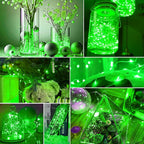 pozzolanas 100 Pack Green Battery Operated String Lights - 7ft Waterproof Firefly Lights with 20 LEDs for Home, Mason Jar, Party, Wedding, Halloween, Christmas Decorations