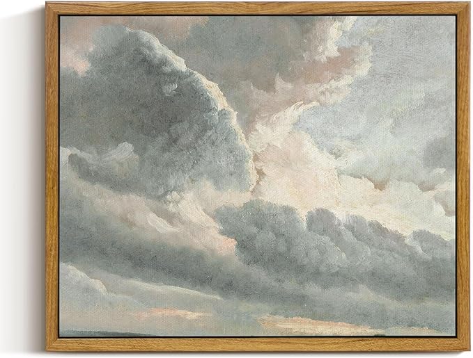 InSimSea Framed Canvas Wall Art Vintage Decor, Study of Clouds Oil Painting Wall Prints, Home Decor Wall Art for Farmhouse Office Bathroom Decor, 9"x11"