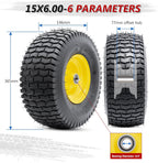 15x6.00-6 Tire and Wheel, 15-Inch Replacement Pneumatic Tires with 3/4" Bearings Compatible with Hand Truck, Wheelbarrow, Wagon, Gorilla Carts Tires (Yellow, 2PCS) P-103