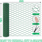 16in x 10ft Chicken Wire for Floral Arrangements, Green Chicken Wire, Hexagonal Galvanized Wire Mesh for Poultry Barrier, Flower Arrangement, Crafts and Garden