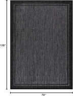 CAMILSON Indoor Outdoor Rug, 6x9 Bordered Dark Grey Black Modern Area Rugs for Indoor and Outdoor Patios, Kitchen and Hallway Mats, Washable Porch Deck Outside Carpet (Bordered Black, 6 x 9)