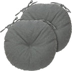 Bistro Chair Cushions 15 inch,Set of 2,Tufted Round Chair Cushions with Ties,15"x15"x4",Water Resistant Round Seat Cushion for Barstool Chairs,Patio Garden Kitchen Outdoor Furniture(Dark Gray)