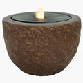 Sunnydaze Outdoor Water Fountain with LED Light - Polystone Oval Bowl Bubbler Water Feature with Pump - 13" H - for Patio, Garden, Deck, Relaxation and Stress Relief - Brown