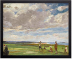 Poster Master Vintage Lady Astor Playing Golf at North Berwick Painting Poster - Retro Golf Course Print - Golf Art - Sports Art - Landscape Art - Office or Living Room Decor, 11x14 Black Framed