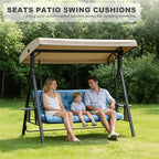 Porch Swing Cushions,Outdoor Cushions 3 Seater Replacement with Backrest, Waterproof Thickened Bench Cushion with Ties for Porch, Patio,Outdoor, Backyard and Garden (Sky Blue 47 * 40 in)