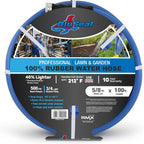 BluSeal Hot/Cold Water Rubber Garden Hose, 100% Rubber, Ultra-Light, Super Strong, 500 PSI, 50F to 190F Degrees, High Strength Polyester Braided (5/8" x 100')