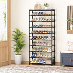 HOMEFORT 10 Tiers Shoe Rack Organizer,30" Shoe Storage Shelf for Closet, Shoe Rack for Entryway,Holds 36-40 Pairs of Shoe, Tall Shoe Stand with Metal Shelves and MDF Top Board,Rustic Brown