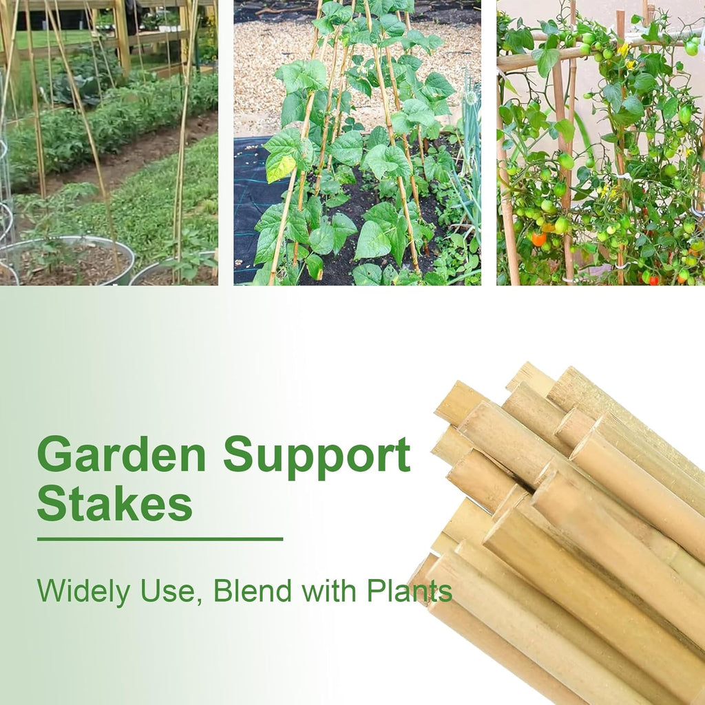 Bamboo Stakes 3FT, Garden Stakes 36 inch, Thicker Sturdy Nutural Plants Support Stakes 25 Pack for Tomatoes, Beans, Flowers, Potted and More Climbing Plants