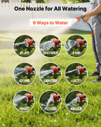 VEVOR Retractable Garden Hose Reel, 1/2 in x 50 ft, Wall Mounted Hose Reel with 9-Function Sprayer Nozzle and 180° Swivel Bracket, Any Length Lock, Automatic Slow Rewind System, for Garden Watering