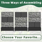 Casaphoria Metal Raised Garden Bed with Trellis and Wheels, 72"x47"x16" Arched Planter Box for Climbing Plants, Vegetables & Vines, Features Drainage Holes and Privacy Screen (Black-Helen&Net)