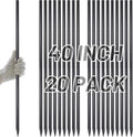 AAGUT 40" Rebar Stakes 20 pcs, Heavy Duty 1/2" Landscpe Timber Spikes Concrete Forming Stakes Straight Metal Garden Plant Stakes Anti Rust Black Coating