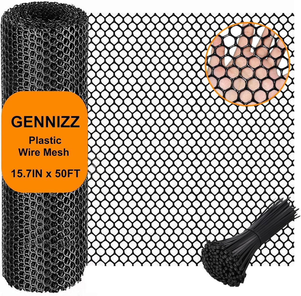 Plastic Wire Mesh Fence Roll, GENNIZZ 15.7IN x 50FT Plastic Chicken Wire Mesh, Garden Netting Fencing Barrier for Poultry Balcony Chicken Puppy (0.4m x 15m)