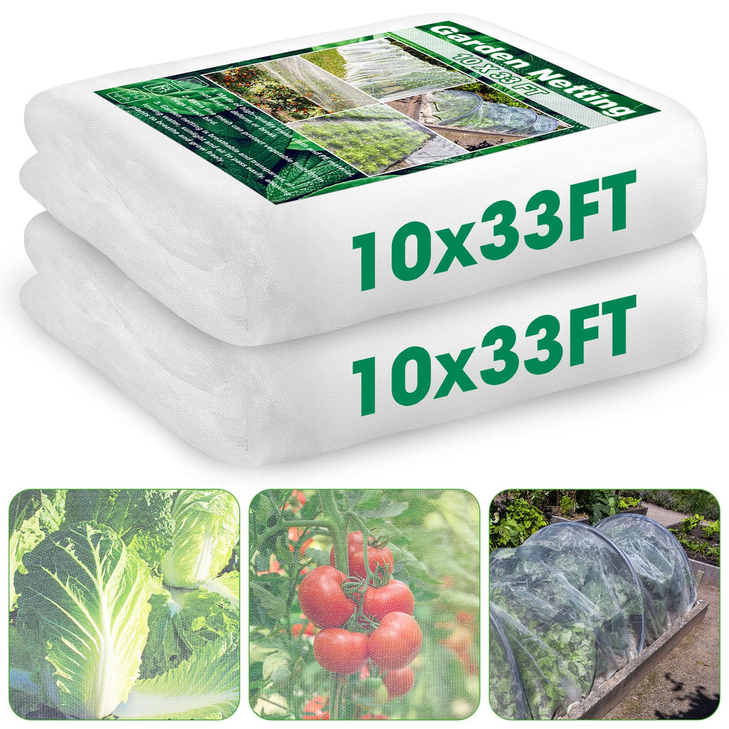 Unves 2 Pack 10x33 FT Garden Netting, Mosquito Net for Garden Protection