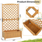 S AFSTAR Raised Garden Bed with Trellis, Indoor & Outdoor Wood Elevated Plant Container with Diamond Shaped Trellis & Drain Hole, Above Ground Garden Bed for Vine Climbing Plants