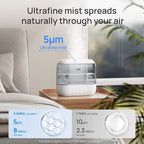 Dreo Top Fill 4L Humidifiers for Bedroom, 36H Runtime, 28 dB Quiet Cool Mist Supersized Air Humidifier for Large Room, Plants, Baby Nursery, Indoor, Night Light, Easy to Clean & Fill, Gray