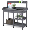 Yaheetech Potting Bench with Sink & Drawer, Outdoor Gardening Table, Gray