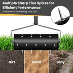 IRONMAX Rolling Lawn Aerator, Sand/Stone Filled Manual Dethatching Soil Aerating Push Tool with Ergonomic Handle, Grass Aerator Lawn Tool for Yard, Garden, Lawn Health Care (21''W x 51''H)