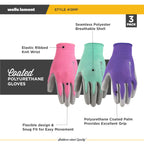 Wells Lamont Women's PU Coated Grip Gardening Gloves 3-Pack, Medium