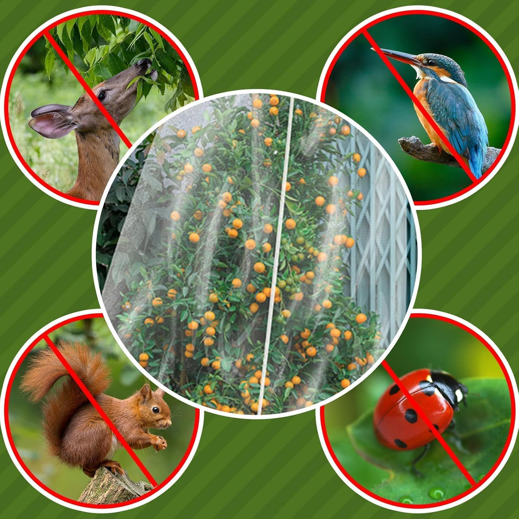 TWOWYHI 2Pack Garden Netting 10X10 Feet Large Fruit Tree Netting with Zipper and Drawstring Insect Bird Cover for Fruits Vegetables Tree Garden Protection